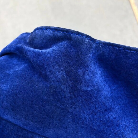 VTG 90s TIDEWATER TRADERS Jacket Women's LARGE Leather Suede Blue Retro Coat​​​ - Picture 9 of 14